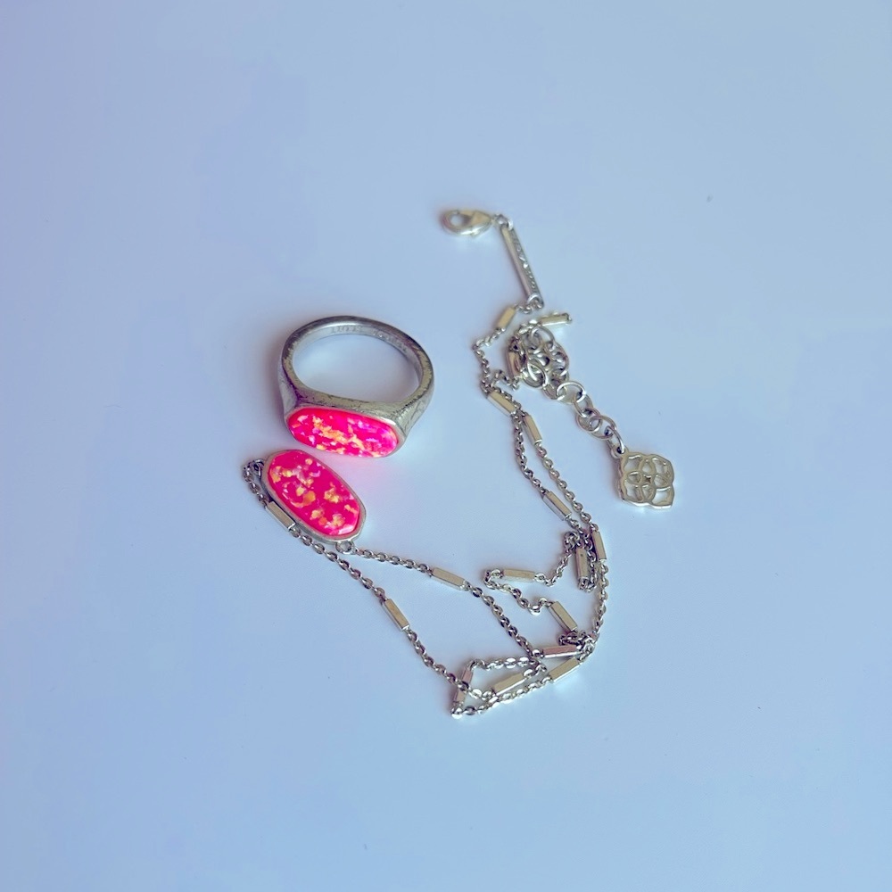 Kendra Scott Pink Ring and Necklace Set